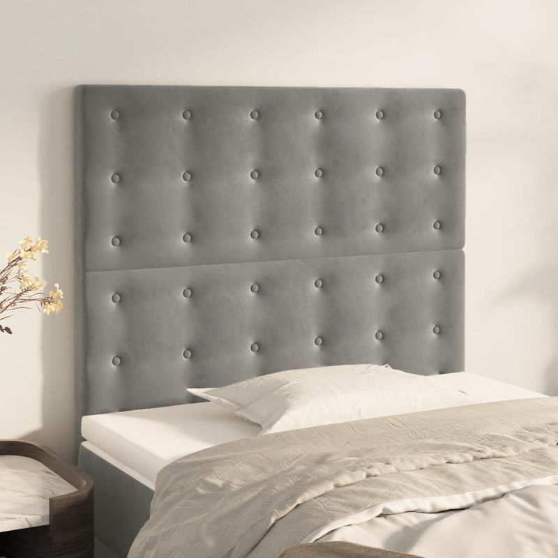 Casa si Gradina - Mobilier - Paturi si accesorii - Accesorii paturi - Tablii de pat, 2 buc, gri deschis, 80x5x78/88 cm, catifea - Infinity.ro