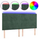 Casa si Gradina - Mobilier - Paturi si accesorii - Accesorii paturi - Tablie de pat cu LED, verde inchis, 160x5x118/128 cm, catifea - Infinity.ro