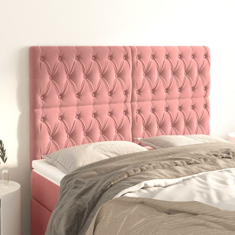 Casa si Gradina - Mobilier - Paturi si accesorii - Accesorii paturi - Tablii de pat, 4 buc, roz, 72x7x78/88 cm, catifea - Infinity.ro