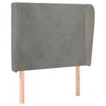 Casa si Gradina - Mobilier - Paturi si accesorii - Accesorii paturi - Tablie de pat cu aripioare gri deschis 83x23x118/128 cm catifea - Infinity.ro