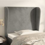 Casa si Gradina - Mobilier - Paturi si accesorii - Accesorii paturi - Tablie de pat cu aripioare gri deschis 83x23x118/128 cm catifea - Infinity.ro