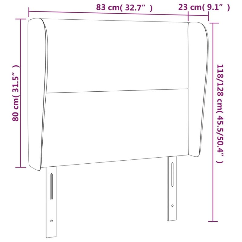 Casa si Gradina - Mobilier - Paturi si accesorii - Accesorii paturi - Tablie de pat cu aripioare gri deschis 83x23x118/128 cm catifea - Infinity.ro