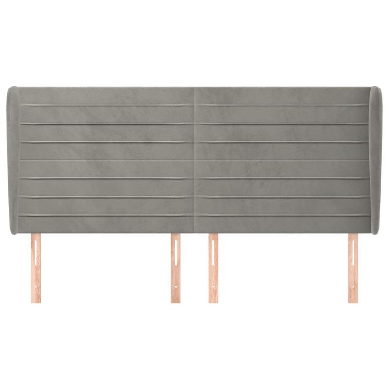 Casa si Gradina - Mobilier - Paturi si accesorii - Accesorii paturi - Tablie de pat cu aripioare gri deschis 163x23x118/128cm catifea - Infinity.ro