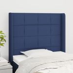 Casa si Gradina - Mobilier - Paturi si accesorii - Accesorii paturi - Tablie de pat cu aripioare, albastru, 93x16x118/128 cm, textil - Infinity.ro