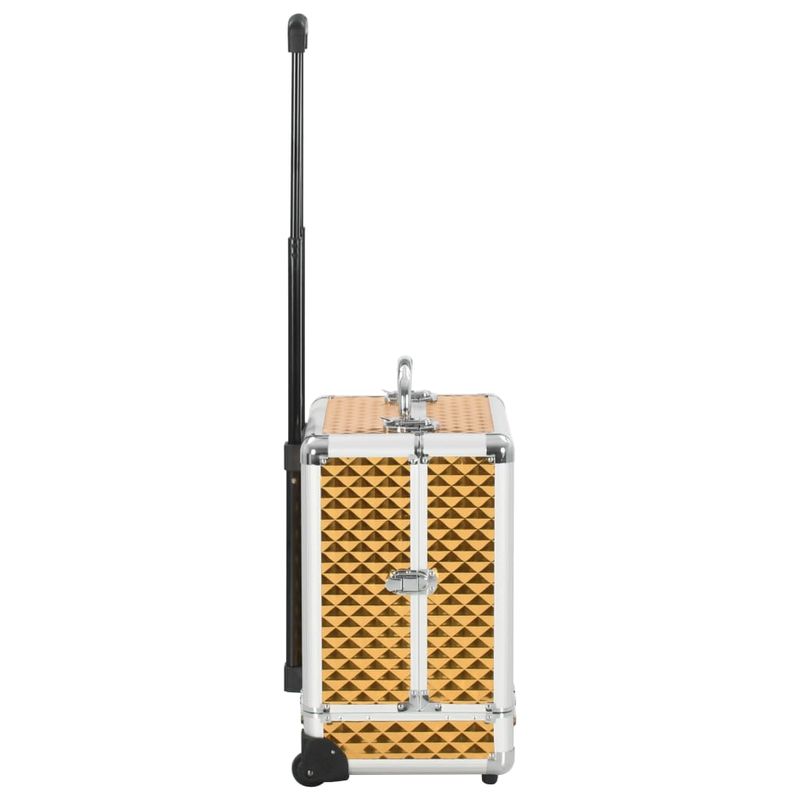 Ingrijire personala si Cosmetice - Machiaj - Portfarduri si genti cosmetice - Troler de cosmetice, auriu, 35 x 29 x 45 cm, aluminiu - Infinity.ro