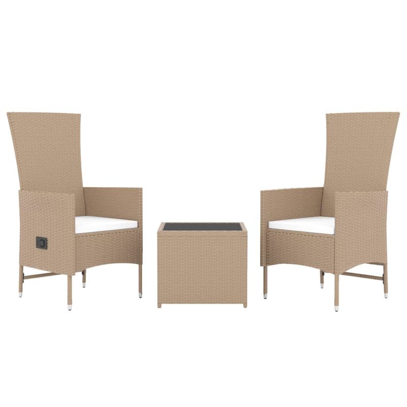 Casa si Gradina - Gradina si terasa - Mobilier exterior - Seturi mobila gradina - Set sezlonguri gradina, 3 piese, bej, poliratan și otel, model 2x scaun + masă - Infinity.ro