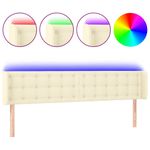 Casa si Gradina - Mobilier - Paturi si accesorii - Accesorii paturi - Tablie de pat cu LED, crem, 163x16x78/88 cm, piele ecologica - Infinity.ro