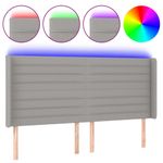 Casa si Gradina - Mobilier - Paturi si accesorii - Accesorii paturi - Tablie de pat cu LED, gri deschis, 183x16x118/128 cm, textil - Infinity.ro