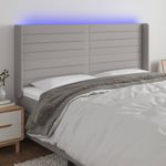 Casa si Gradina - Mobilier - Paturi si accesorii - Accesorii paturi - Tablie de pat cu LED, gri deschis, 183x16x118/128 cm, textil - Infinity.ro