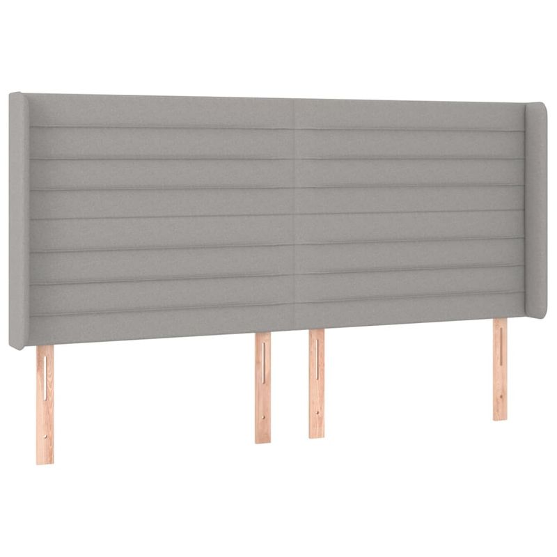 Casa si Gradina - Mobilier - Paturi si accesorii - Accesorii paturi - Tablie de pat cu LED, gri deschis, 183x16x118/128 cm, textil - Infinity.ro