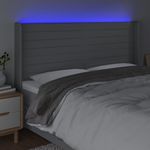 Casa si Gradina - Mobilier - Paturi si accesorii - Accesorii paturi - Tablie de pat cu LED, gri deschis, 183x16x118/128 cm, textil - Infinity.ro