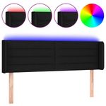 Casa si Gradina - Mobilier - Paturi si accesorii - Accesorii paturi - Tablie de pat cu LED, negru, 147x16x78/88 cm, textil - Infinity.ro