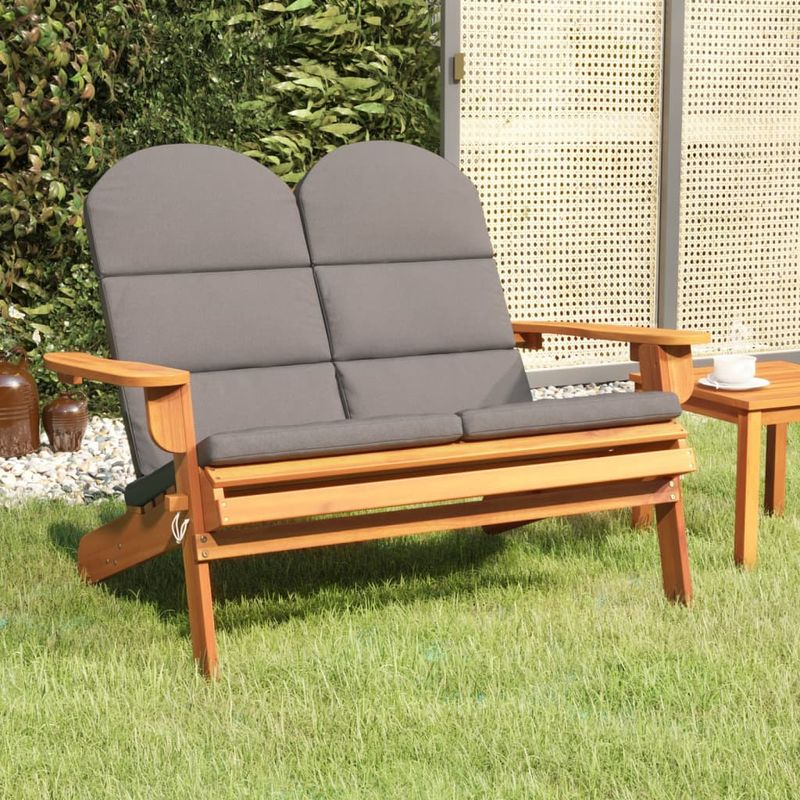 Casa si Gradina - Gradina si terasa - Mobilier exterior - Bancute de gradina - Banca de gradina Adirondack cu perne 126 cm, lemn masiv acacia - Infinity.ro