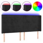 Casa si Gradina - Mobilier - Paturi si accesorii - Accesorii paturi - Tablie de pat cu LED, negru, 203x16x118/128 cm, catifea - Infinity.ro