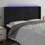 Casa si Gradina - Mobilier - Paturi si accesorii - Accesorii paturi - Tablie de pat cu LED, negru, 203x16x118/128 cm, catifea - Infinity.ro