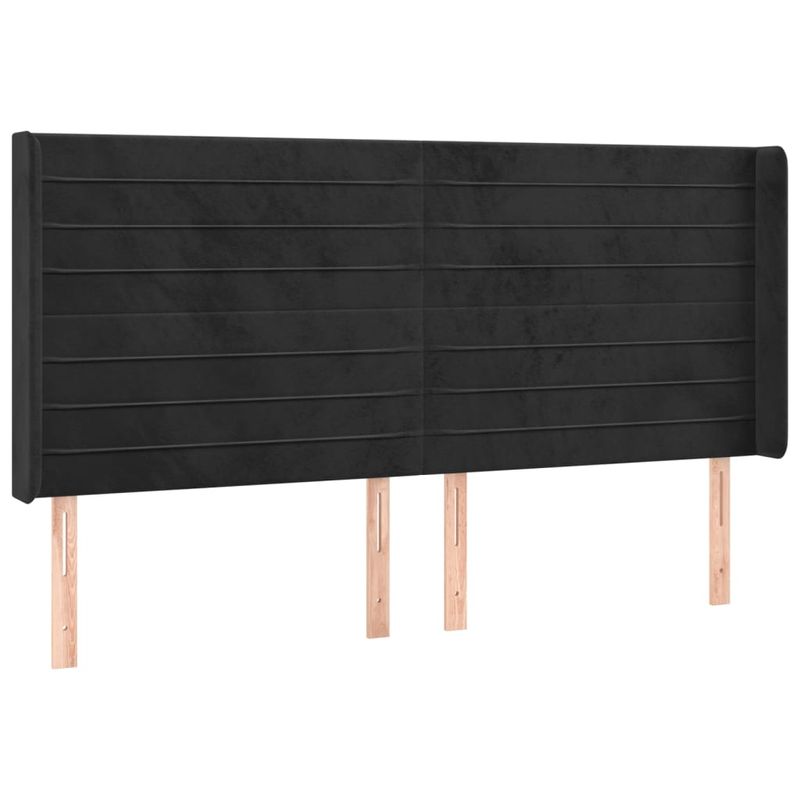 Casa si Gradina - Mobilier - Paturi si accesorii - Accesorii paturi - Tablie de pat cu LED, negru, 203x16x118/128 cm, catifea - Infinity.ro