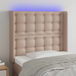 Casa si Gradina - Mobilier - Paturi si accesorii - Accesorii paturi - Tablie de pat cu LED cappuccino 83x16x118/128cm piele ecologica - Infinity.ro