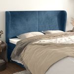 Casa si Gradina - Mobilier - Paturi si accesorii - Accesorii paturi - Tablie pat cu urechi albastru inchis 203x23x118/128 cm catifea - Infinity.ro