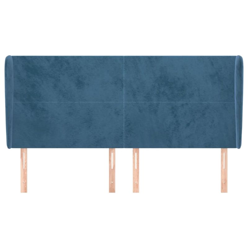 Casa si Gradina - Mobilier - Paturi si accesorii - Accesorii paturi - Tablie pat cu urechi albastru inchis 203x23x118/128 cm catifea - Infinity.ro
