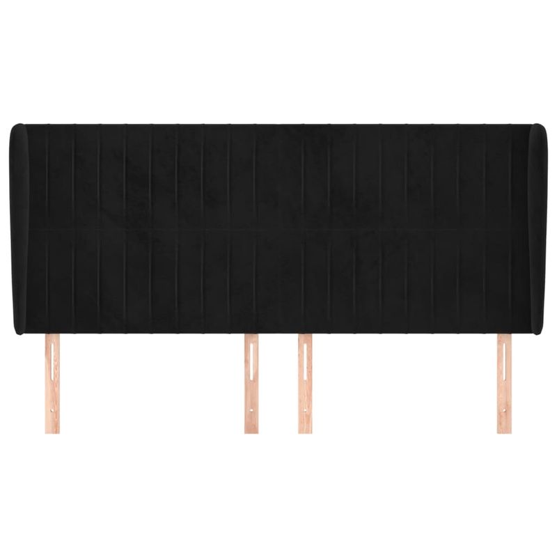 Casa si Gradina - Mobilier - Paturi si accesorii - Accesorii paturi - Tablie de pat cu aripioare, negru, 183x23x118/128 cm, catifea - Infinity.ro