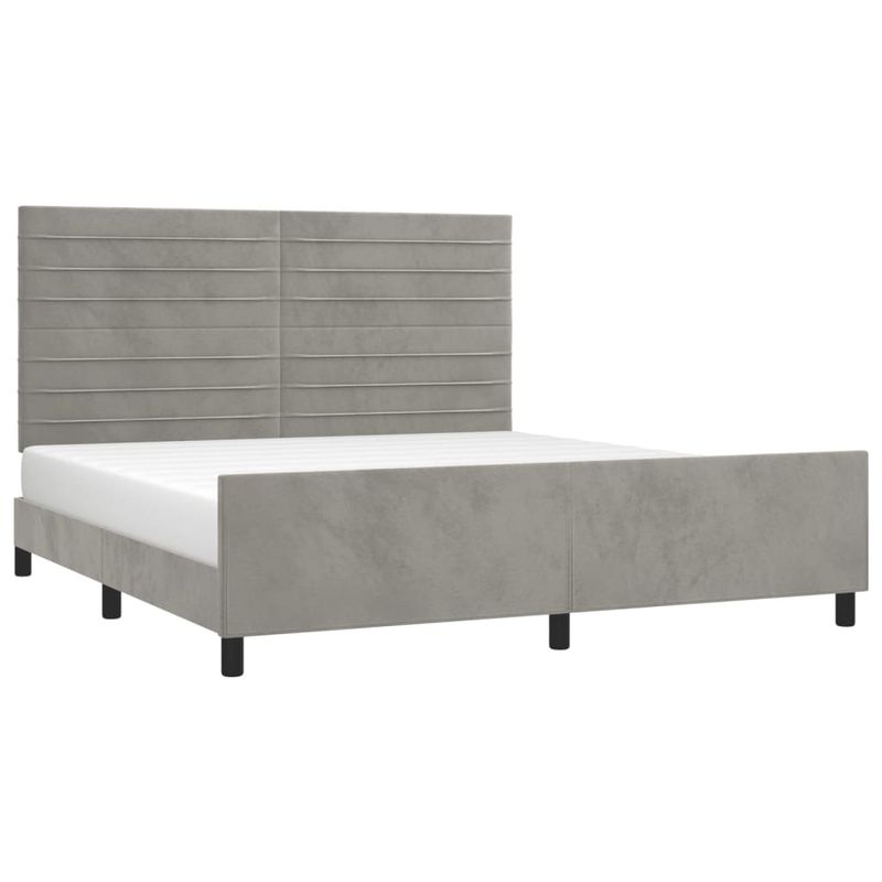 Casa si Gradina - Mobilier - Paturi si accesorii - Paturi - Cadru de pat cu tablie, gri deschis, 180x200 cm, catifea - Infinity.ro