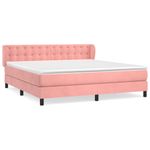 Casa si Gradina - Mobilier - Paturi si accesorii - Paturi - Pat box spring cu saltea, roz, 160x200 cm, catifea - Infinity.ro
