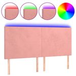 Casa si Gradina - Mobilier - Paturi si accesorii - Accesorii paturi - Tablie de pat cu LED, roz, 180x5x118/128 cm, catifea - Infinity.ro