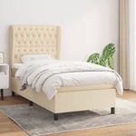 Casa si Gradina - Mobilier - Paturi si accesorii - Paturi - Pat box spring cu saltea, crem, 90x200 cm, textil - Infinity.ro