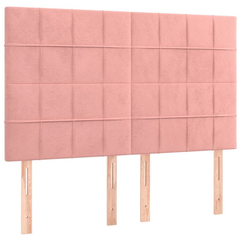 Casa si Gradina - Mobilier - Paturi si accesorii - Paturi - Pat box spring cu saltea, roz, 140x190 cm, catifea - Infinity.ro