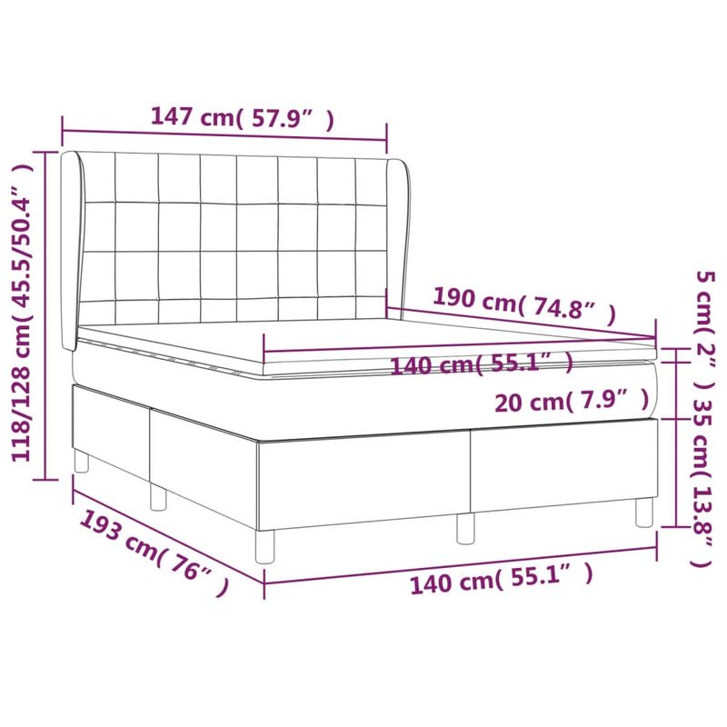Casa si Gradina - Mobilier - Paturi si accesorii - Paturi - Pat box spring cu saltea, roz, 140x190 cm, catifea - Infinity.ro