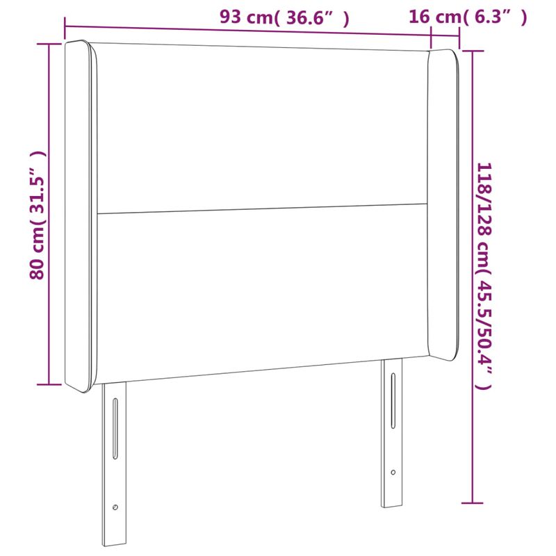 Casa si Gradina - Mobilier - Paturi si accesorii - Accesorii paturi - Tablie de pat cu LED, alb, 93x16x118/128 cm, piele ecologica - Infinity.ro