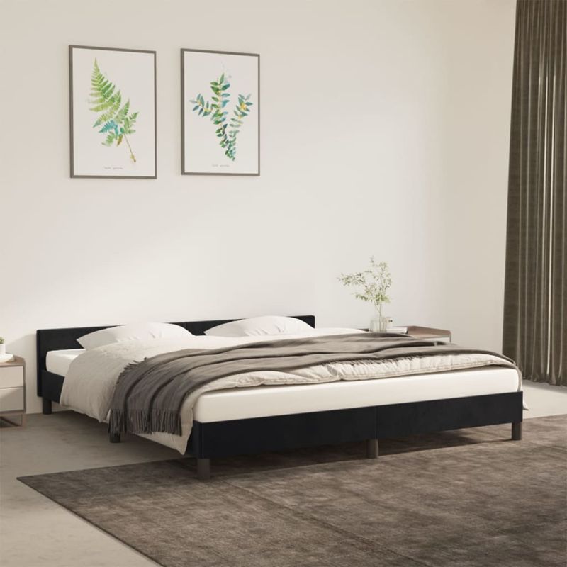 Casa si Gradina - Mobilier - Paturi si accesorii - Paturi - Cadru de pat cu tablie, negru, 160x200 cm, catifea - Infinity.ro