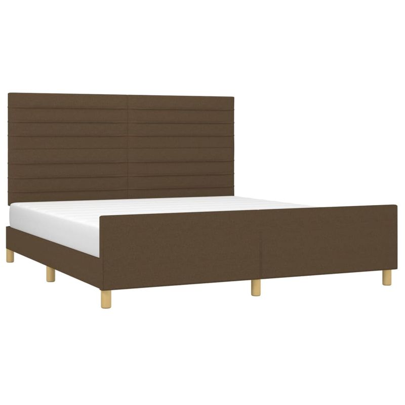 Casa si Gradina - Mobilier - Paturi si accesorii - Paturi - Cadru de pat cu tablie, maro inchis, 160x200 cm, textil - Infinity.ro