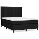 Casa si Gradina - Mobilier - Paturi si accesorii - Paturi - Pat box spring cu saltea, negru, 140x190 cm, textil - Infinity.ro