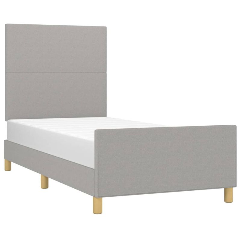 Casa si Gradina - Mobilier - Paturi si accesorii - Paturi - Cadru de pat cu tablie, gri deschis, 90x190 cm, textil - Infinity.ro