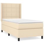 Casa si Gradina - Mobilier - Paturi si accesorii - Paturi - Pat box spring cu saltea, crem, 80x200 cm, textil - Infinity.ro