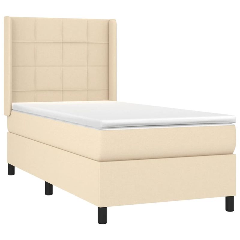 Casa si Gradina - Mobilier - Paturi si accesorii - Paturi - Pat box spring cu saltea, crem, 80x200 cm, textil - Infinity.ro