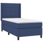 Casa si Gradina - Mobilier - Paturi si accesorii - Paturi - Pat box spring cu saltea, albastru, 90x190 cm, textil - Infinity.ro