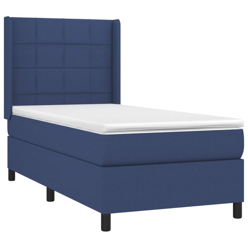 Casa si Gradina - Mobilier - Paturi si accesorii - Paturi - Pat box spring cu saltea, albastru, 90x190 cm, textil - Infinity.ro