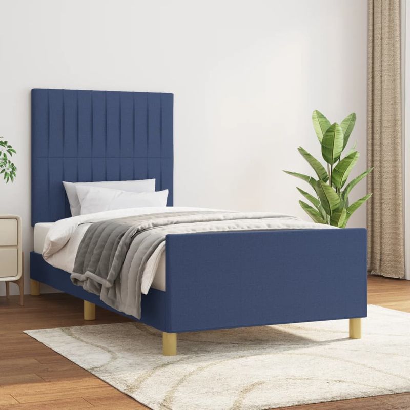 Casa si Gradina - Mobilier - Paturi si accesorii - Paturi - Cadru de pat cu tablie, albastru, 80x200 cm, textil - Infinity.ro