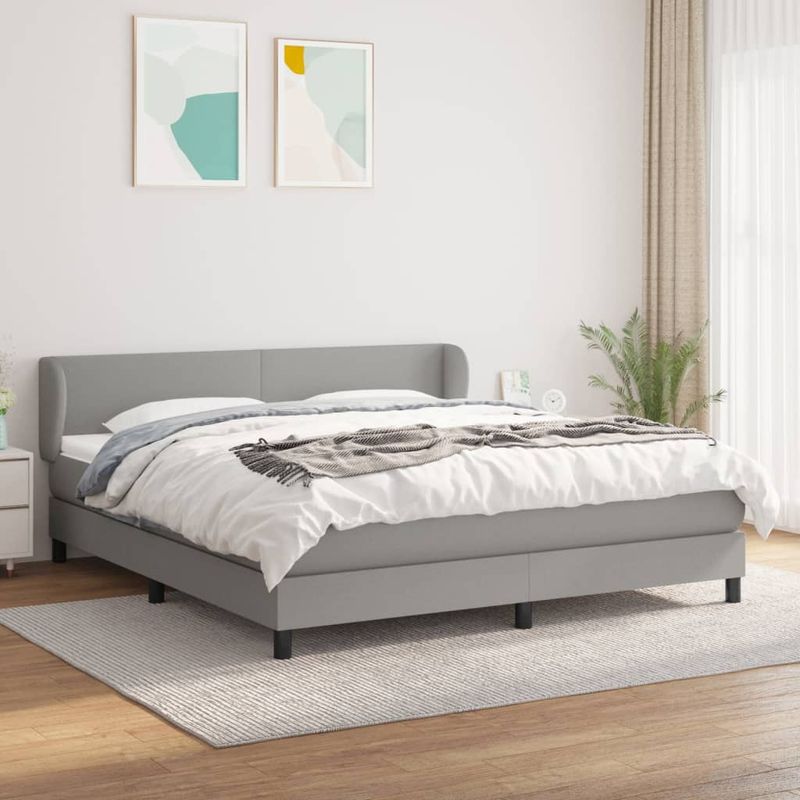 Casa si Gradina - Mobilier - Paturi si accesorii - Paturi - Pat continental, gri deschis, 180x200 cm, material textil - Infinity.ro