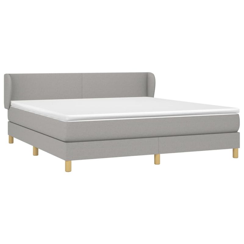 Casa si Gradina - Mobilier - Paturi si accesorii - Paturi - Pat continental cu saltea, gri deschis, 160x200 cm, textil - Infinity.ro