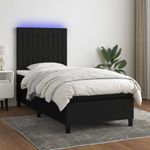 Casa si Gradina - Mobilier - Paturi si accesorii - Paturi - Pat cu arcuri, saltea si LED, negru, 90x190 cm, textil - Infinity.ro