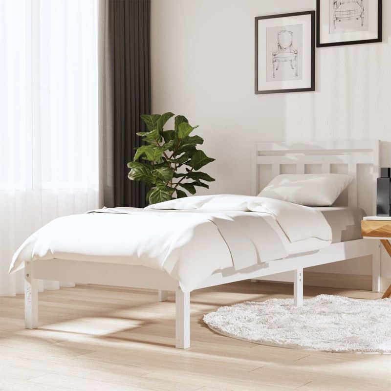 Casa si Gradina - Mobilier - Paturi si accesorii - Paturi - Cadru de pat single, alb, 90x190 cm, lemn masiv - Infinity.ro