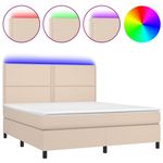 Casa si Gradina - Mobilier - Paturi si accesorii - Paturi - Pat cu arcuri, cu saltea si LED cappuccino 180x200 cm piele eco - Infinity.ro