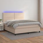 Casa si Gradina - Mobilier - Paturi si accesorii - Paturi - Pat cu arcuri, cu saltea si LED cappuccino 180x200 cm piele eco - Infinity.ro