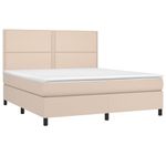 Casa si Gradina - Mobilier - Paturi si accesorii - Paturi - Pat cu arcuri, cu saltea si LED cappuccino 180x200 cm piele eco - Infinity.ro