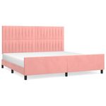 Casa si Gradina - Mobilier - Paturi si accesorii - Paturi - Cadru de pat cu tablie, roz, 200x200 cm, catifea - Infinity.ro