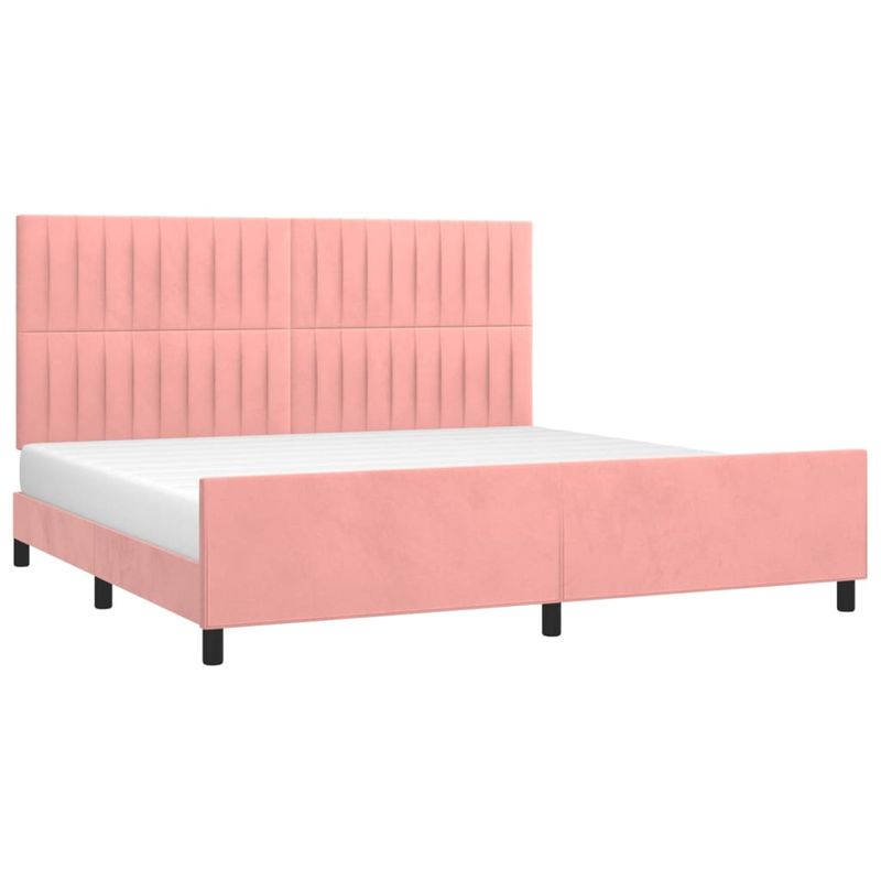 Casa si Gradina - Mobilier - Paturi si accesorii - Paturi - Cadru de pat cu tablie, roz, 200x200 cm, catifea - Infinity.ro