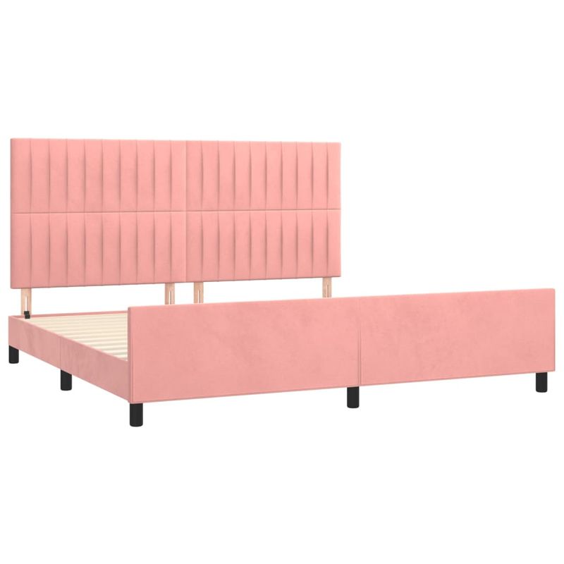 Casa si Gradina - Mobilier - Paturi si accesorii - Paturi - Cadru de pat cu tablie, roz, 200x200 cm, catifea - Infinity.ro